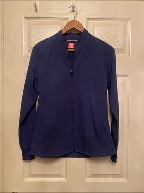 Navy cheetah scrub jacket Zip-Front Women's Jacket